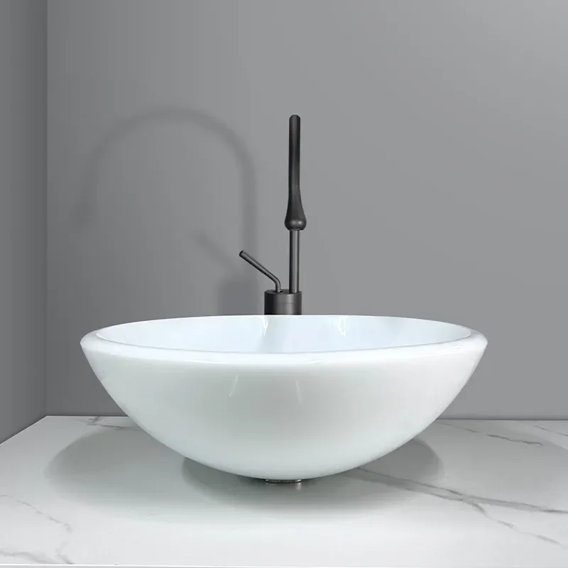 Modern Round Microcrystalline Stone Bathroom Sink Elegant Washbasin for Vanity Top Custom Size Simple Design Basin for Home