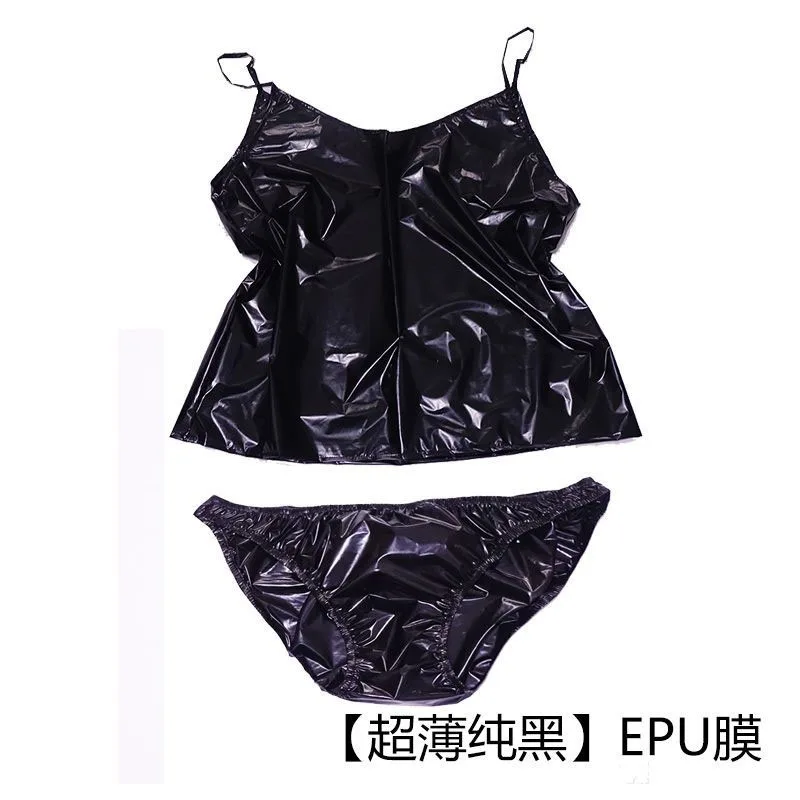 Мужской прозрачный ПВХ EPU пластиковый жилет-бретелька, комплект трусиков, женский мягкий глянцевый топ на бретелях, эротические трусы для пары, водонепроницаемые шорты ABDL