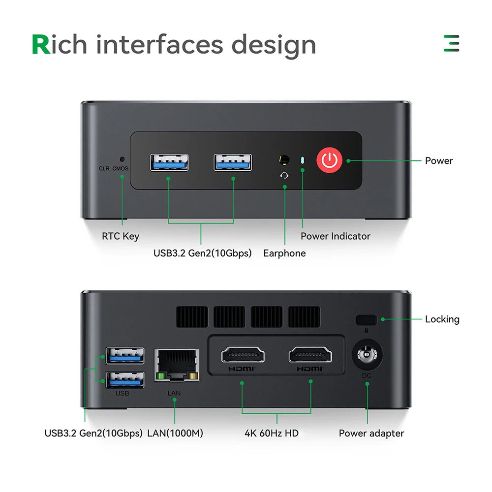 Trigkey grün g4 mini pc win11 intel 11. gen n100 mit 16gb ddr4 500gb ssd 1000m lan wifi6 bt 4,2 4k 60hz mini computer desktop