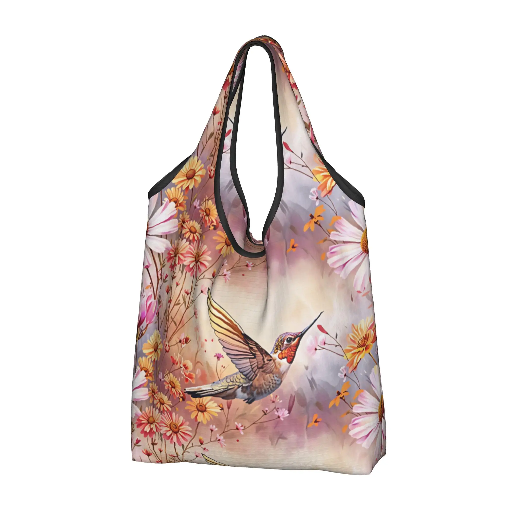 Flowers Fragrant And Birds Singing Grocery Tote Shopping Bags Women Funny  Shopper Shoulder Bags Large Capacity Handbag