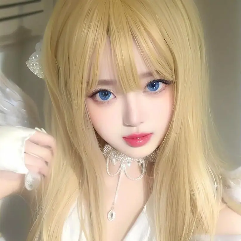 Milky Tea Long Straight Full Wig Unisex, Air Bangs for Daily Lolita Dark Academia Cosplay Universal Use