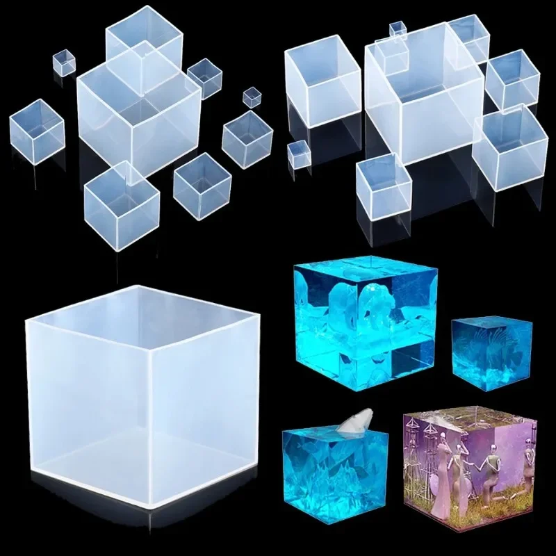 

2026 Latest Models Clear Silicone Cube Molds Large Deep Square Epoxy Resin Mold Transparent Silicone Molds for Resin Casting DIY