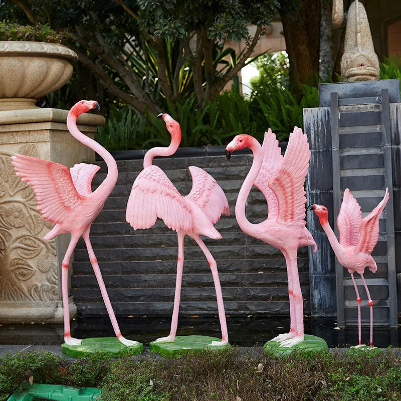 Simulation flamingo ornament outdoor garden courtyard landscape fiberglass sculpture decorative combination