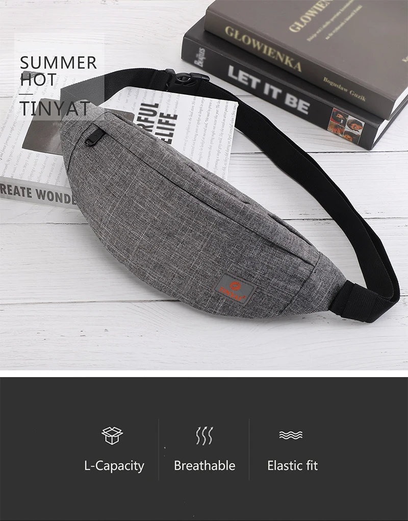 TINYAT Neue Frauen Casual Taille Pack Tasche Marke Leinwand Schulter Fanny Packs Frauen Gürtel Tasche Tasche Für Geld Telefon Schwarz Bum Hüfte Tasche – Detail 1