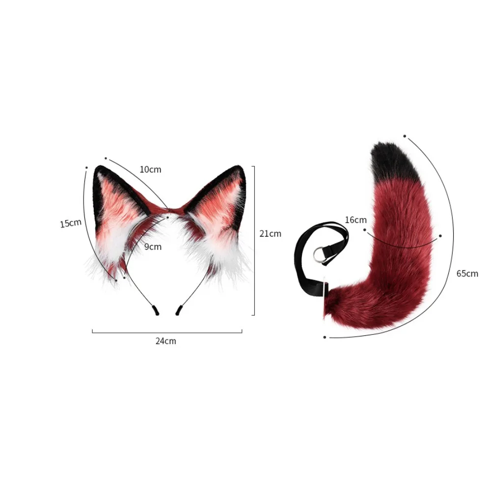 Kit coda orecchie di volpe stile anime - Accessori realistici in pelliccia sintetica con fascia per capelli, perfetti per contesti cosplay, riunioni a tema