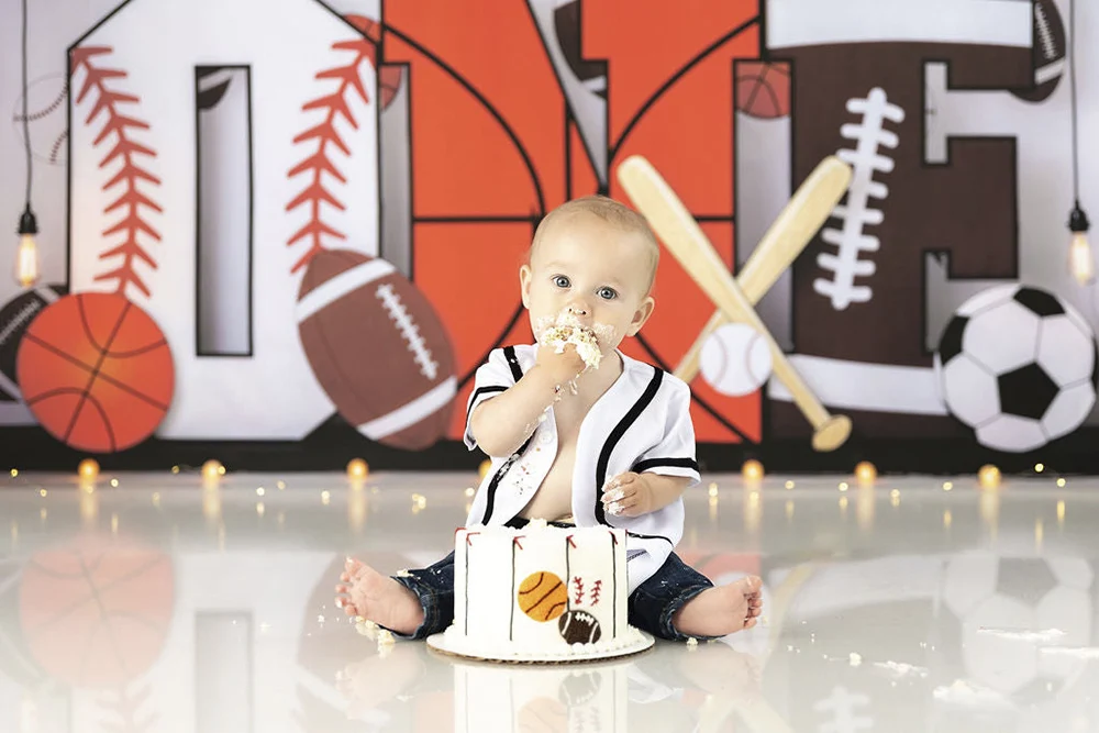 Racer Sports Backdrops Kids Birthday Cake Smash Boy Photography Child Baby Photocall Baseball Soccer Backgrounds