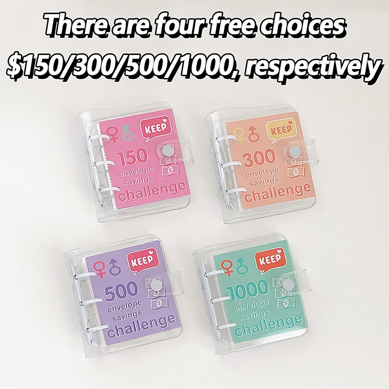 

ПВХ $1000 экономия денег вызов связывающая кнопка Закрытие Мини бюджетный связывающий конверт для сбережений книга долговечная портативная