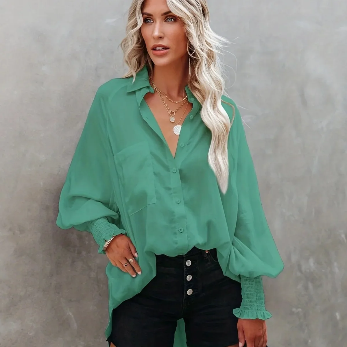 

Женская рубашка 2025 года, высокое качество, 95% полиэстер + 5% спандекс, ткань в полоску и клетку