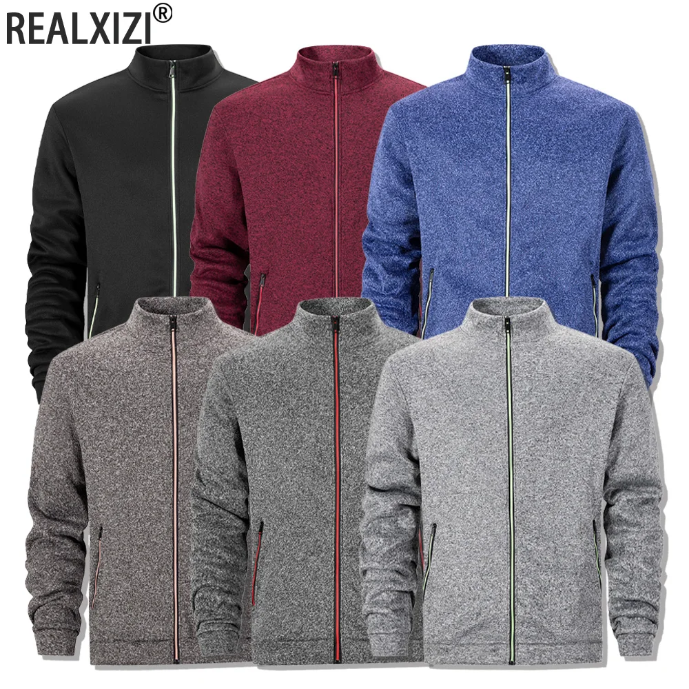 

Men's Casual Sweatshirt Spring Autumn Stand Collar Zipper Jacket Solid Color Outdoor Sports Sweatshirt Male Warm Tracksuit Coat