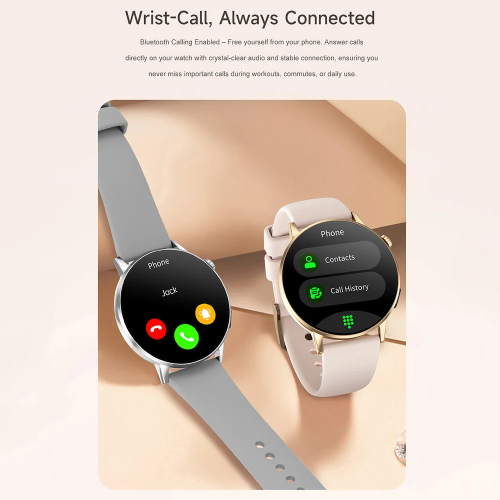 G34 Damen-Smartwatch für Damen, Bluetooth-Anruf, Armbanduhren, AMOLED-Smartwatch, elektronische Armbanduhr, Smartband, Fitness-Armband