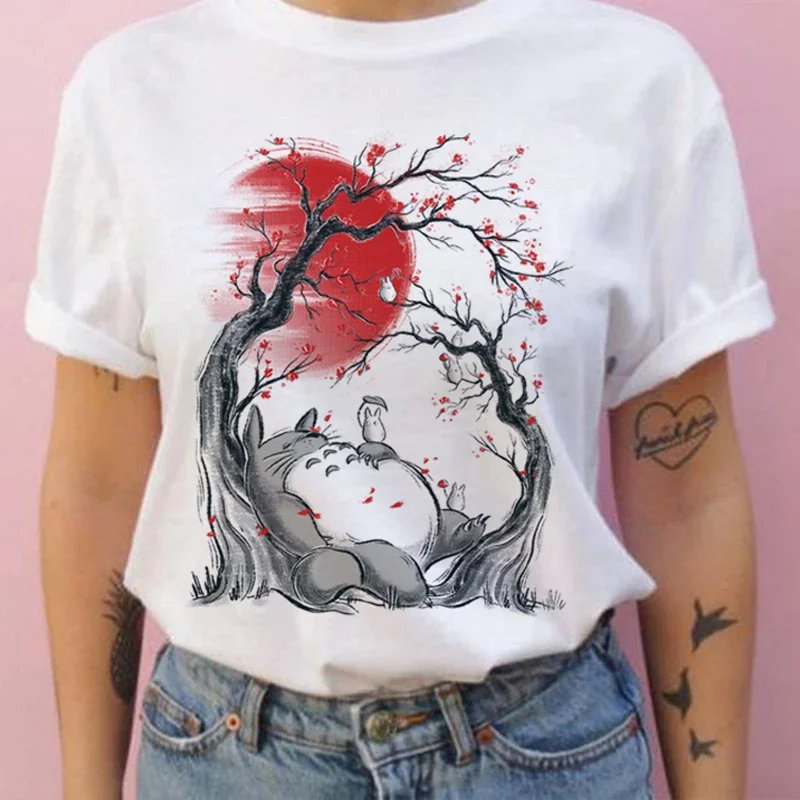 

Studio Ghibli My Neighbor Totoro Harajuku Kawaii My Neighbor Totoro Ghibli Loose Casual Cotton Short-sleeved T-shirt Women