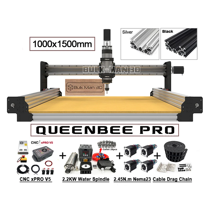 

1015 QueenBee PRO CNC маршрутизатор 4 оси с контроллером xPROV5 GRBL с кВт водяным охлаждением шпинделя