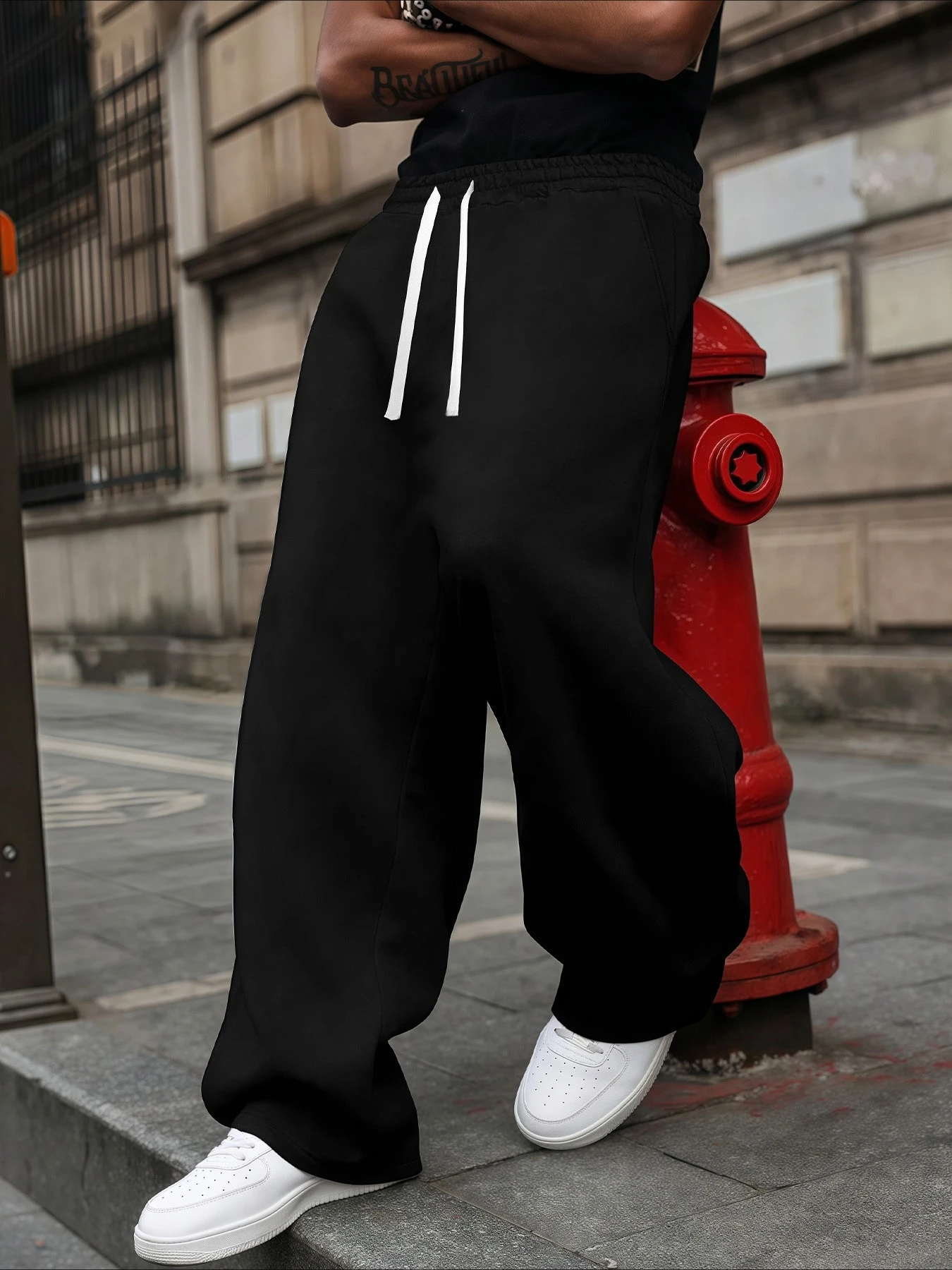 Pantaloni dritti casual da uomo Pantaloni sportivi a gamba larga Pantaloni larghi in cotone Pantaloni sportivi Hip Hop Y2K Pantaloni da jogging in pile Harajuku
