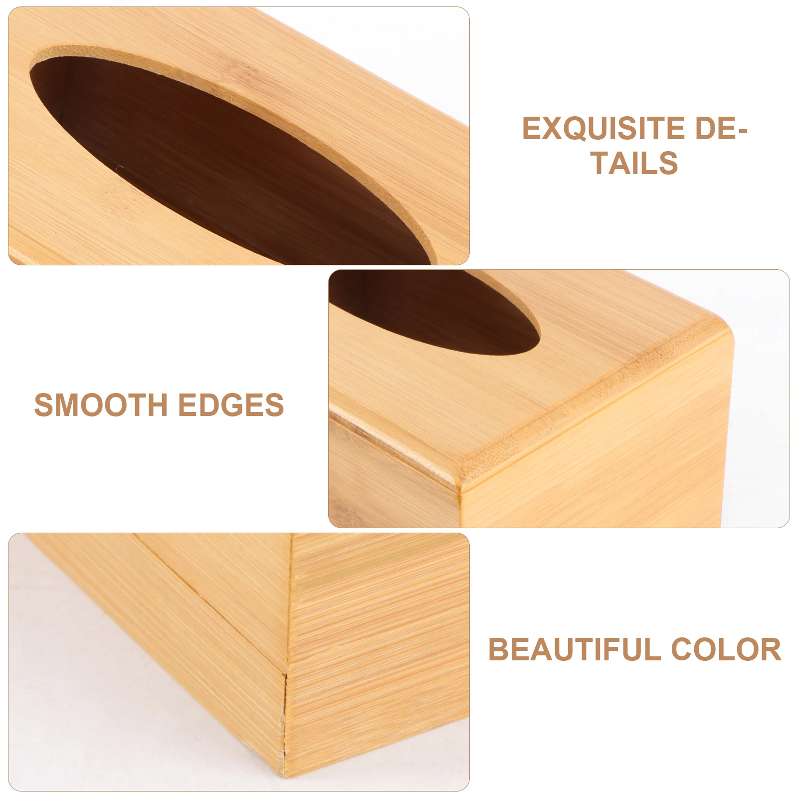 

Bamboo Tissue Box Wooden Paper Towel Container Napkin Holder Multipurpose Storage Home Office Hotel Car Wear Resistant Easy
