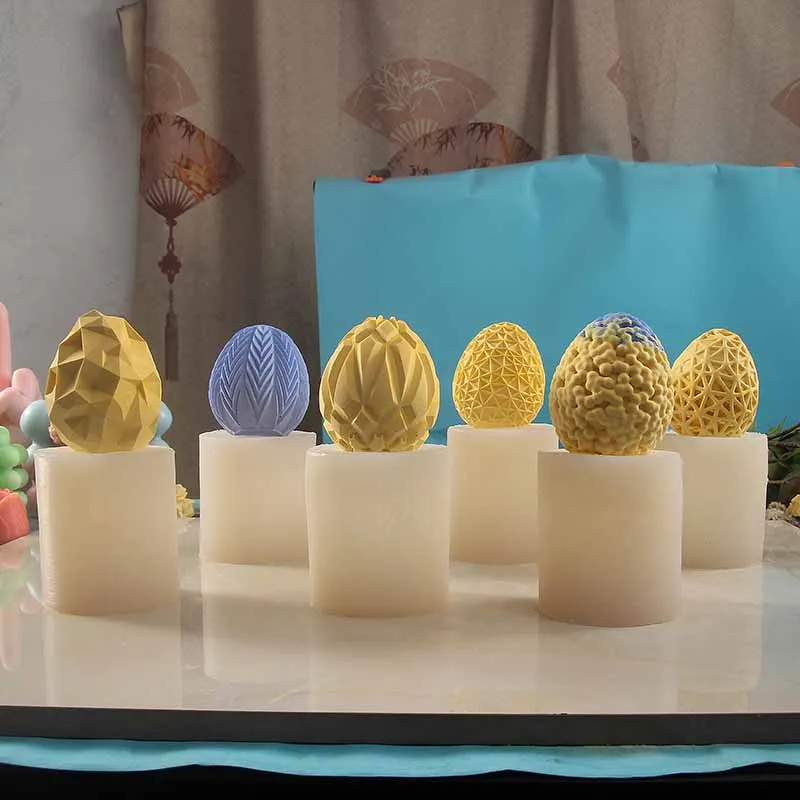 3D Egg Candle Silicone Mold DIY 8 Cavities Easter Geometric Eggs Scented Candle Mould Chocolate Ice Mould Home Decor Easter Gift