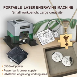 5500nW Stainless Steel Laser Engraver Engraving Cutting Machine Free DIY Jewelry Pendant for Pet Tags Fashion Leather Craft