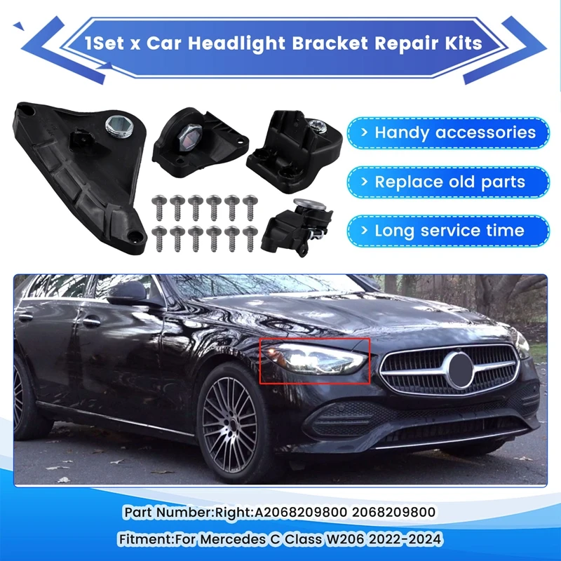 

Car Front Headlight Repair Bracket Kits For C Class W206 2022-2024 Headlamp Fixed Claw