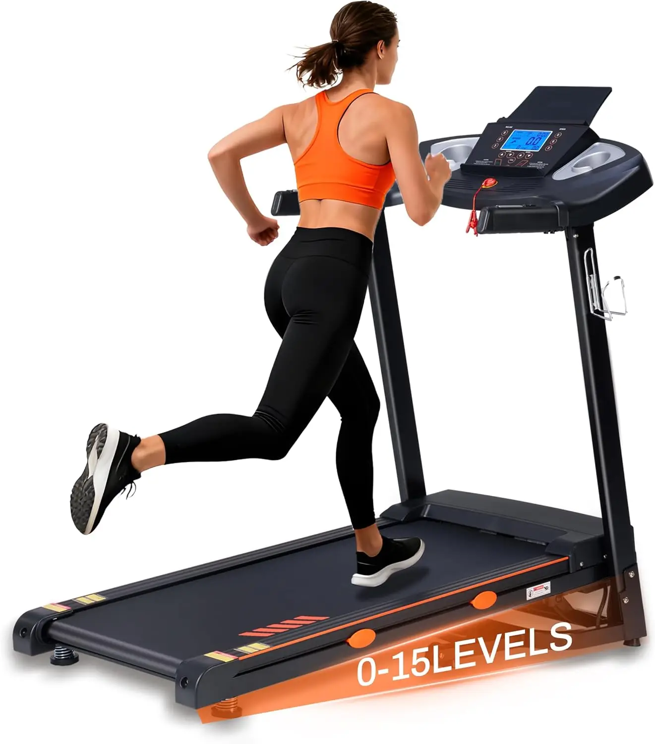 Home Treadmill with 15-Level Auto Incline, 0.5-10 MPH Speed, 18