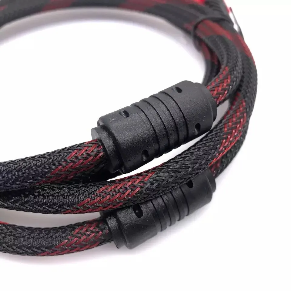 High Speed HDMI Cable HDTV Black And Red Braided Compatible HDMI 1.4V Cable High Speed TV Data Computer Monitor Support 3D 1080P