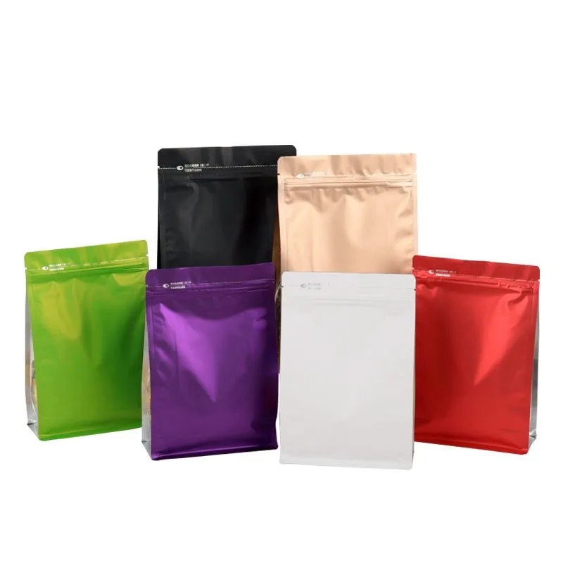 

500Pcs/Lot Colorful Coffee Beans Aluminum Foil Packaging Bag with Side window Food Powder Tea Nuts Storage Airtight Pouches