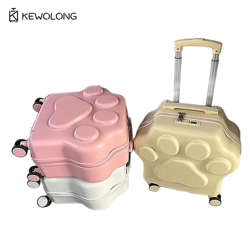 

Cute Cat Paw Luggage, Adorable Women's Carry-On Suitcase Pink Cat Claw Travel Trunk for Girls, Teens and College Students