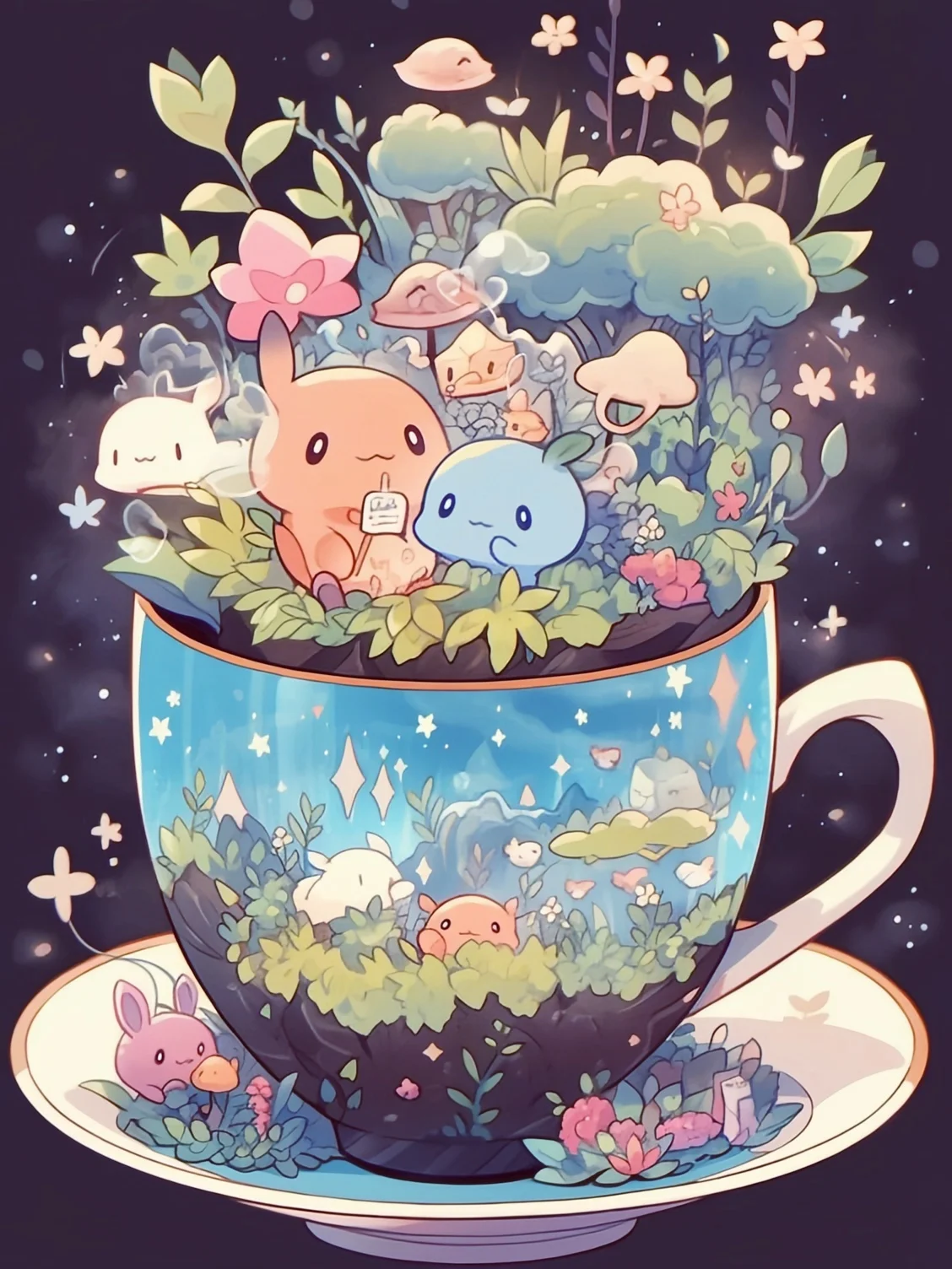 

Cute Pets in a Teacup 500/1000/1200/2000 PCS Jigsaw Puzzles Family Activity Games for Gameroom Bedroom Home Decor Gifts