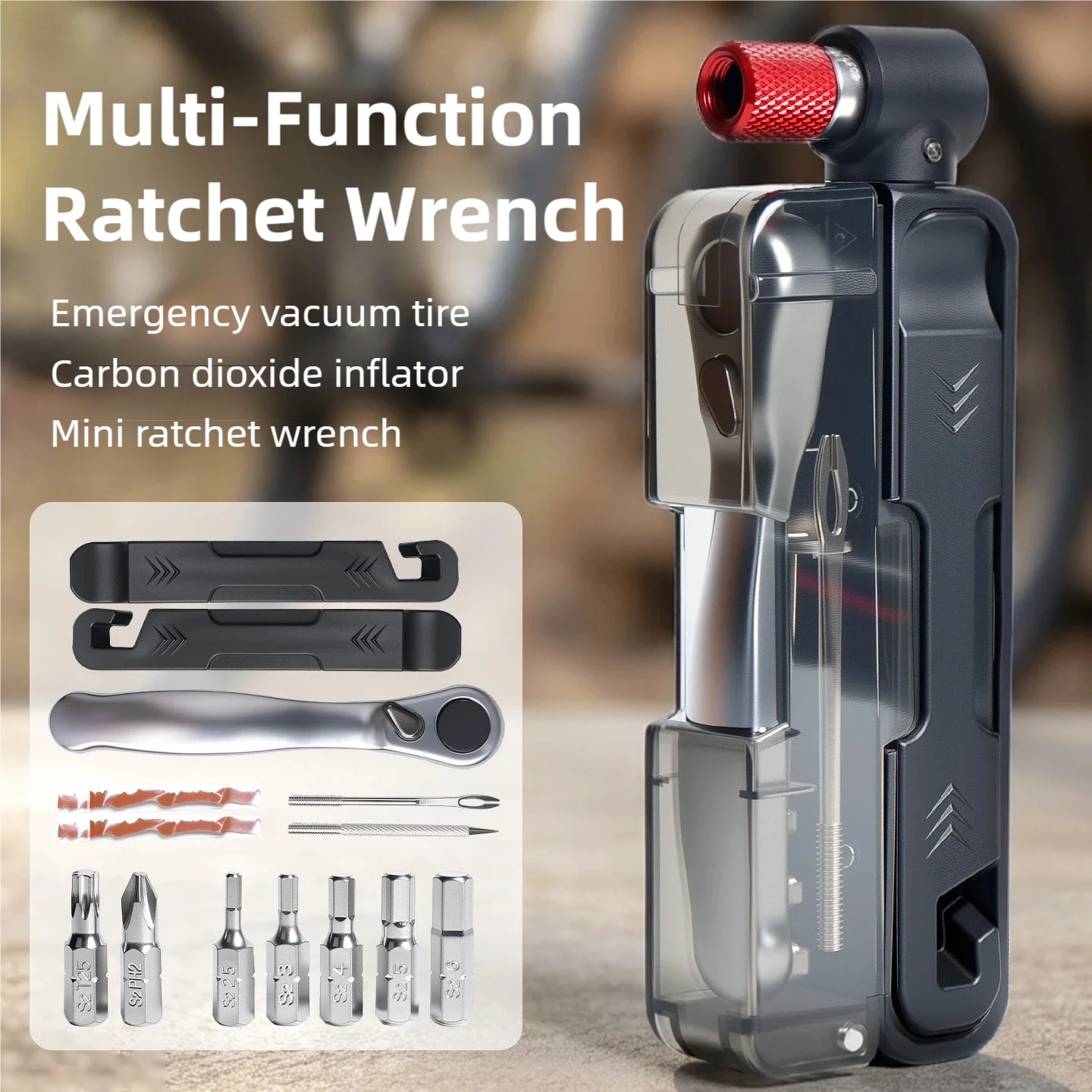 TINSOL15-in-1 Multi-Function Wrench Kit Portable Aluminium Alloy Ratchet Wrench Kit Pump Nozzle Bike Repair Tools