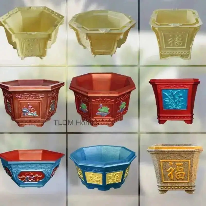 Cement Flower Pot Garden Mold Outdoor Building Hexagonal Thickened Concrete ABS Plastic Model Large Bonsai Abrasive Tool Mold M