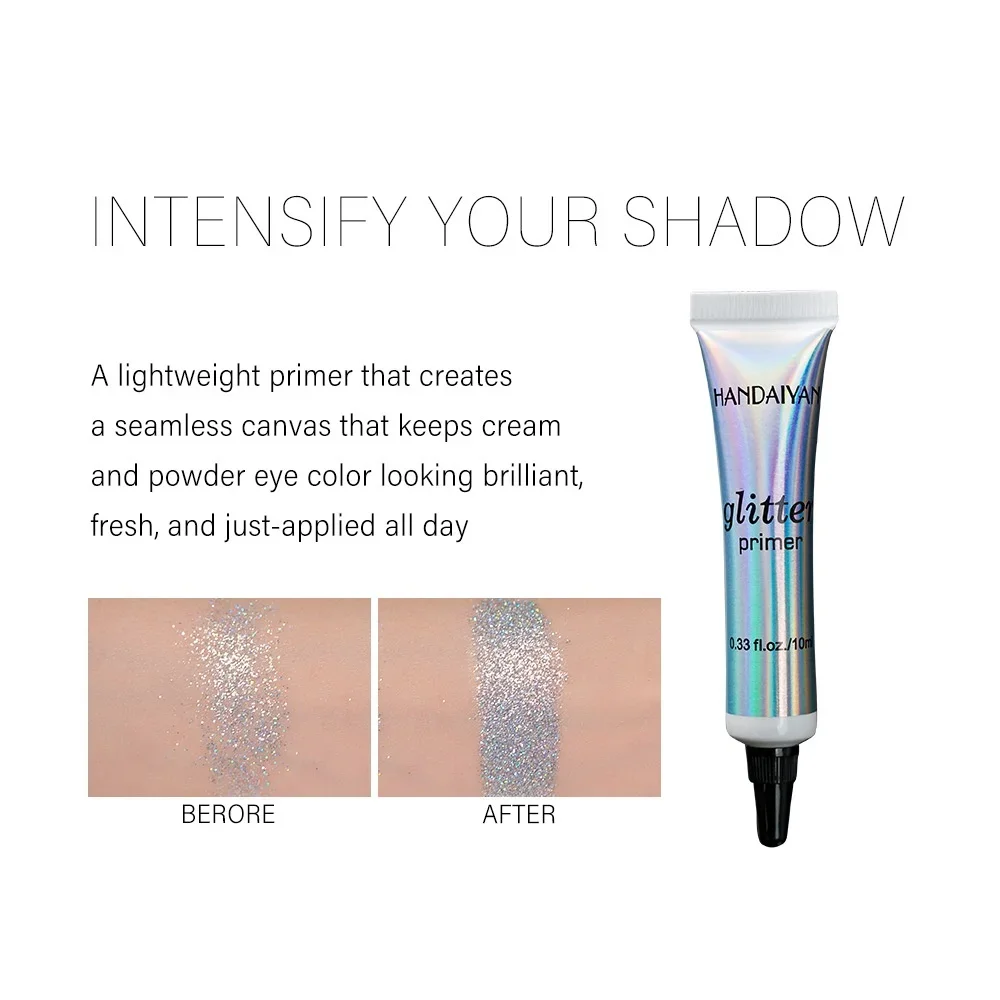 HANDAIYAN Pailletten-Glitzer-Primer, Make-up-Kleber, Lidschatten-Primer für Lippen, Augen, Gesicht, langlebige multifunktionale Grundierung