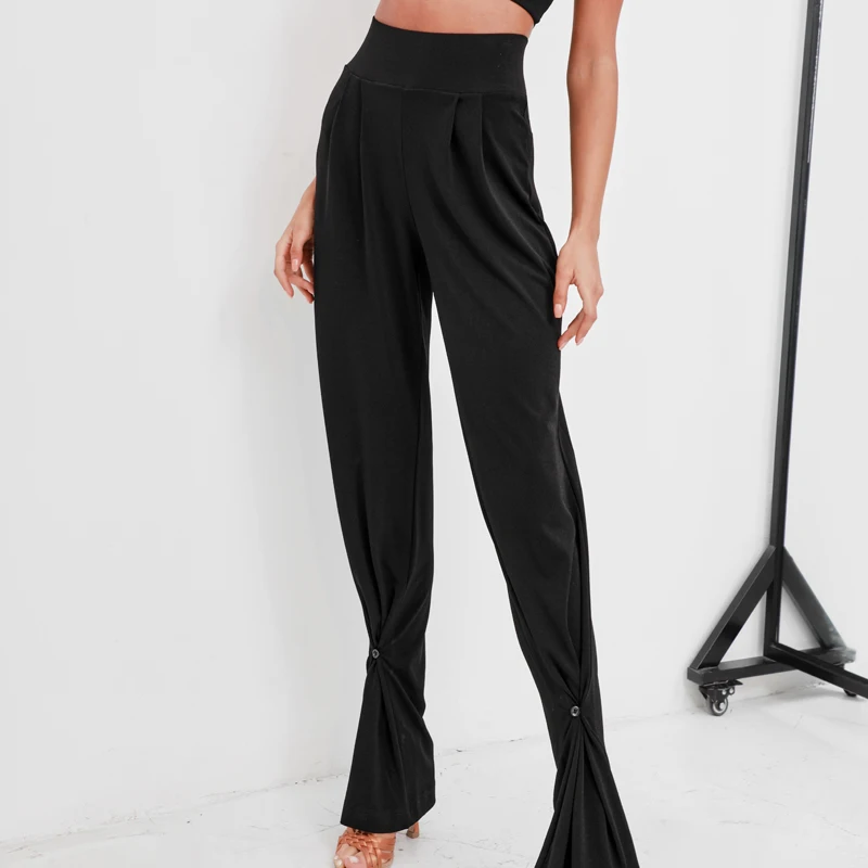 Summer Latin Dance Pants for Women Breathable High-waists Professional Cha-cha Samba Rumba Training Performance Dance Long Pants