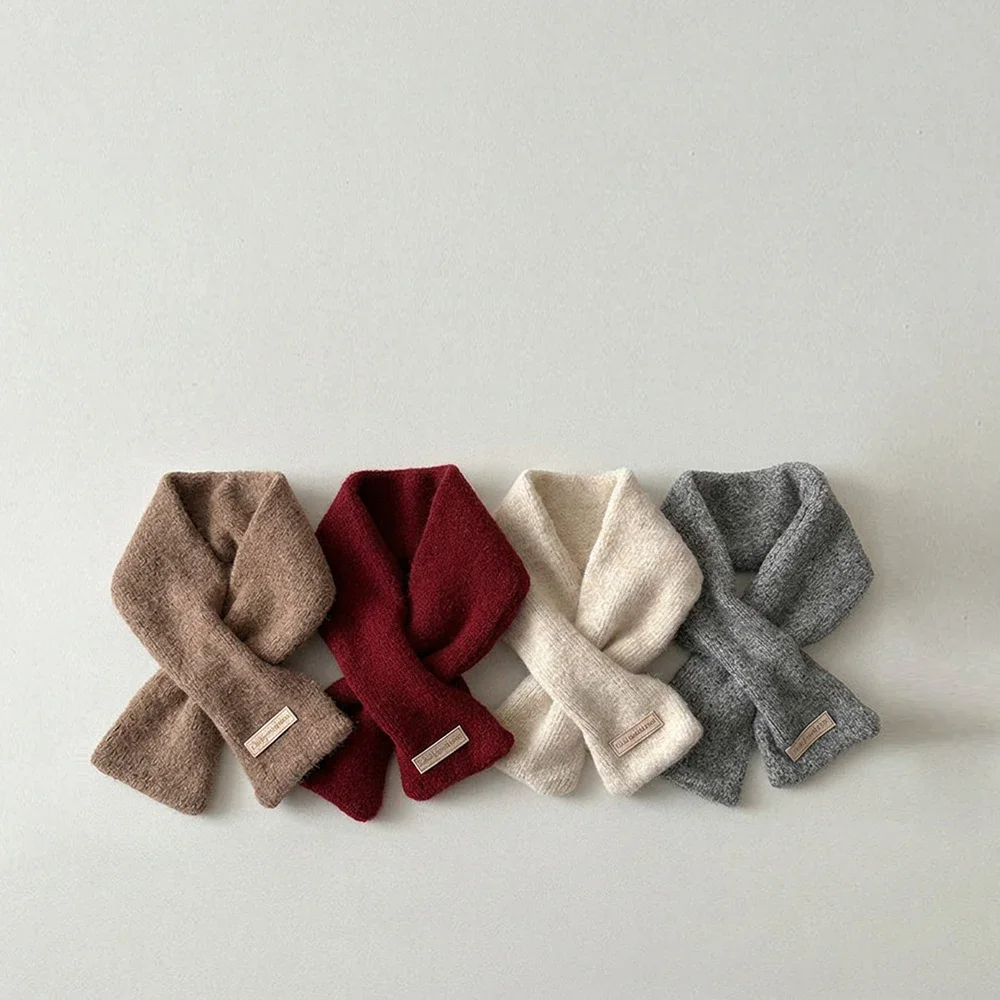 Kids Winter Scarf 9.5*73cm Cute Cross Neck Warmer Winter Cotton Boys Girls Baby Outdoor Windproof Warm Cold Proof Neck Gaiter