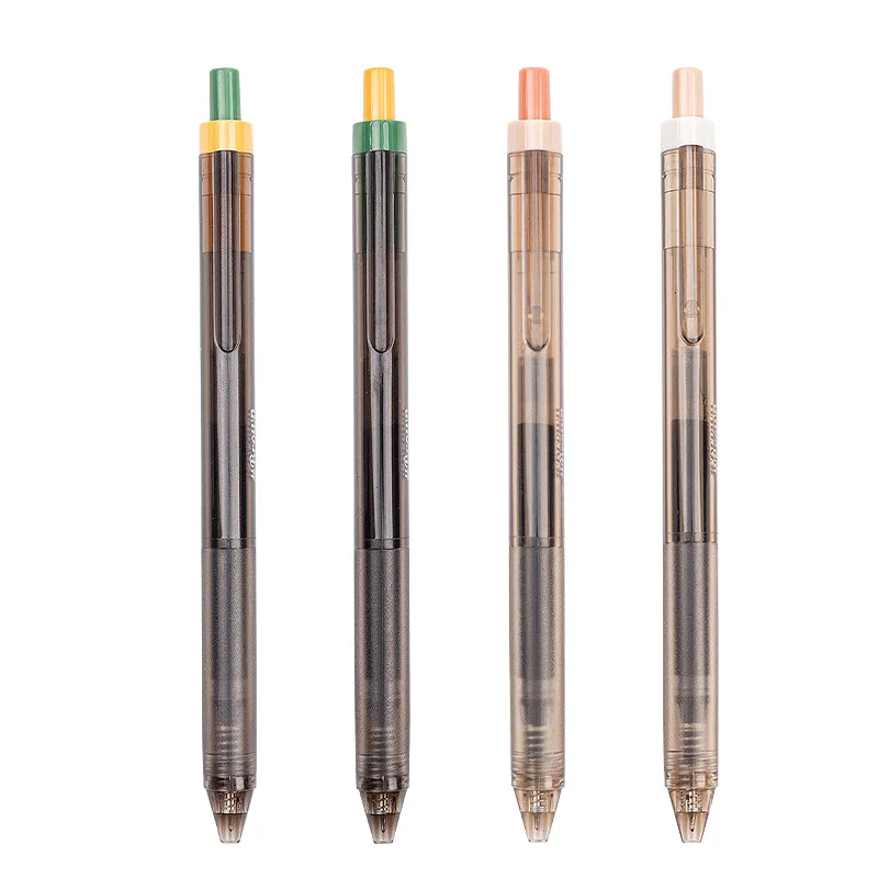 0.5mm Tea Colored Retractable Gel Pen High Capacity Deep Black Quick Drying for Students and Exams Gel Pen Set