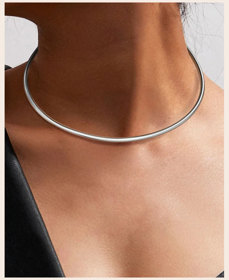 Halstulpe für Damen, offener Kragen, verstellbare Halsband-Drehmomente-Halskette, einfacher Edelstahl-Schmuck – Detail 2