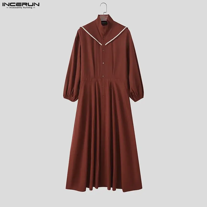 

INCERUN Мужская длинная стильная рубашка в стиле пэчворк с воротником-стойкой и длинными рукавами на пуговицах Мужская одежда Уличная одежда Свободные модные платья Мужские рубашки