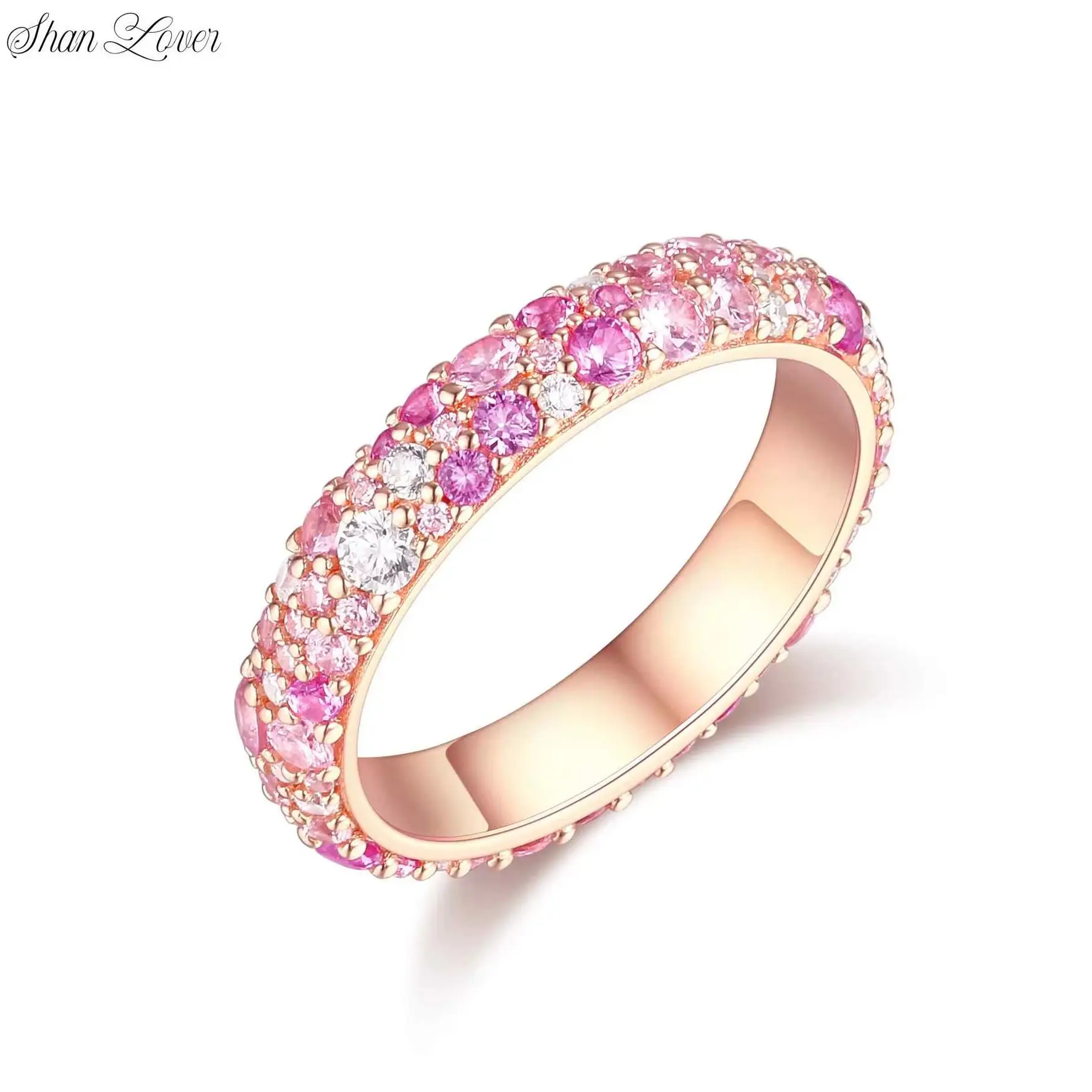

ShanLover Brand 925 Sterling Silver Ring For Woman High-End 18k Gold Plating Luxury 925 Silver Pink Gemstones Rings Jewelry