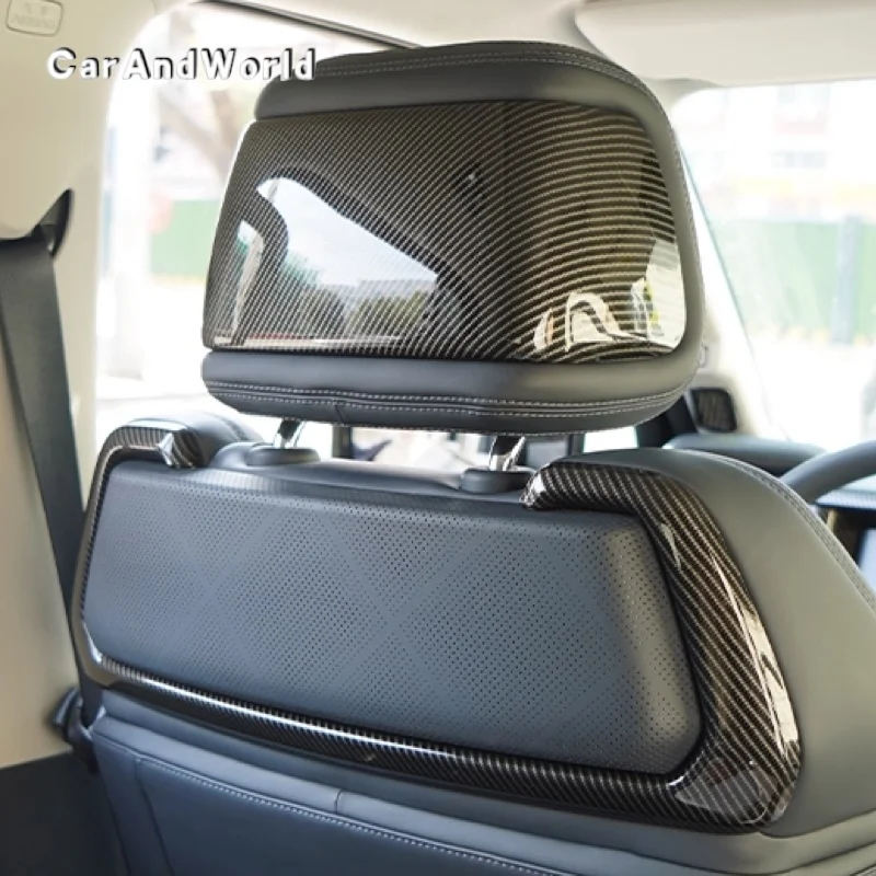 ABS Carbon Fiber Seat Adjust Button Frame Back Headrest Protective Cover Trims Car Accessories For BYD Equation Leopard 5 2023+