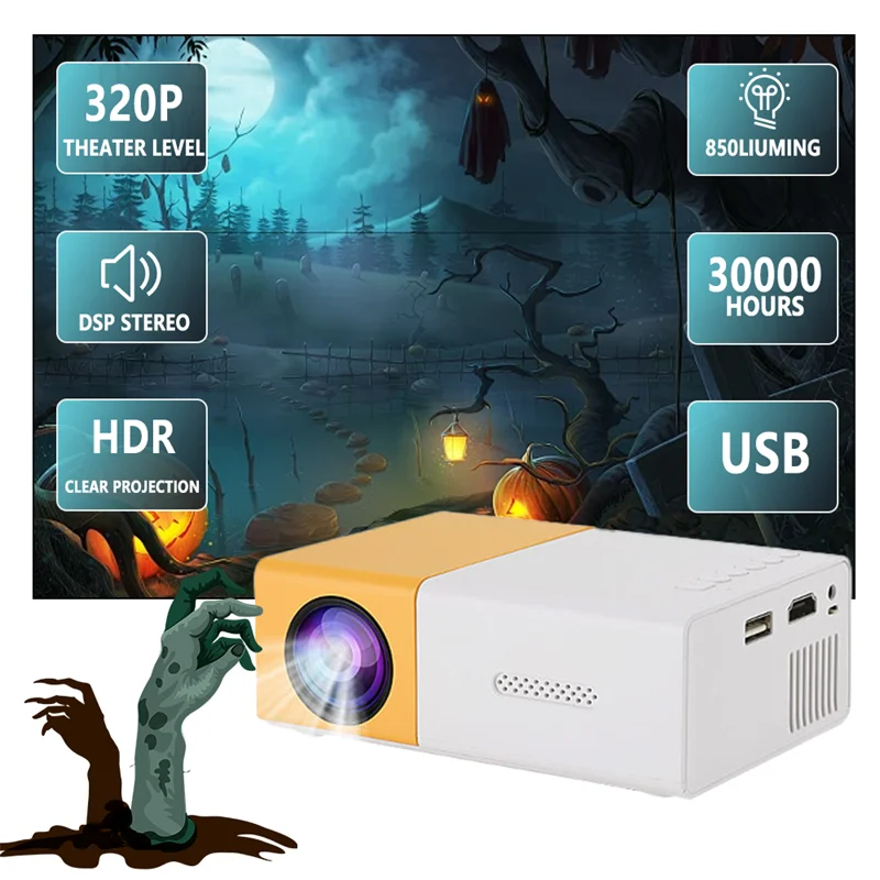 New Halloween Mini Led Projector Hdmi Usb Audio TF Christmas Gifts Home Theater Media Player Beamer Travel Portable HD Projector