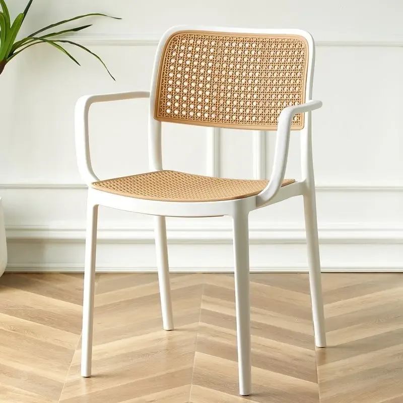 Plastic Chair Thickened Dining Chair Household Rattan Stackable Outdoor Restaurant Eating Backrest Stool Leisure Desk Chair