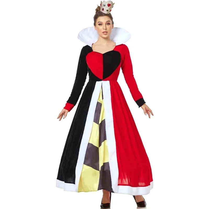 Halloween Queen Peach Heart Princess Abiti Flirty Queen of Hearts Costume Donna Alice nel Paese delle Meraviglie Cosplay Fancy Dress