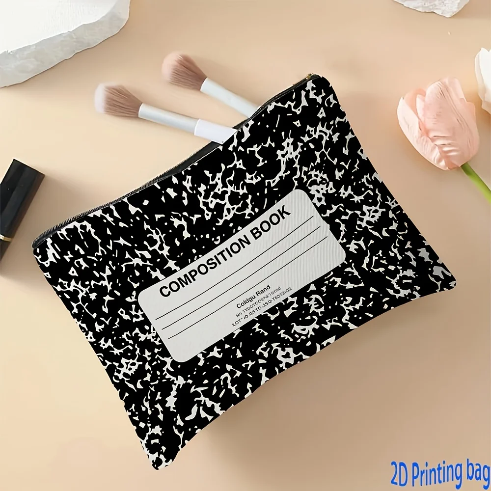 Black and White Polka Dot Pattern Notebook Pattern Cosmetic Bag for Travel and Daily Use Toiletry Bag Cosmetic Bag Pencil Case