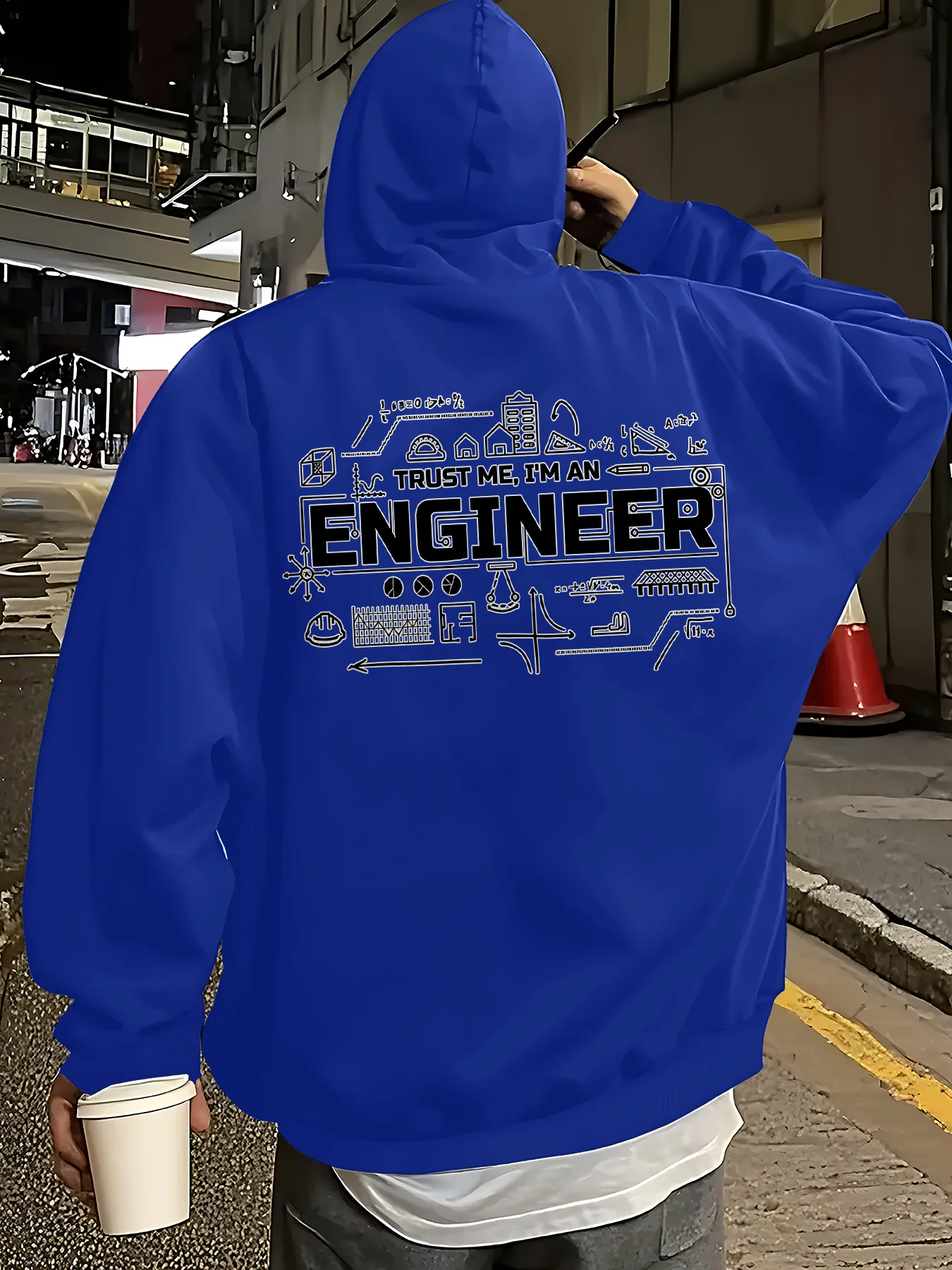 Autumn/Winter Style Men's Hooded Sweatshirt Simple I'm An Engineer Print High Street American Fashion Trend Loose Fit Versatile