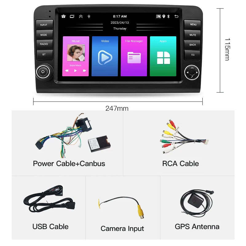 Android 13 Auto Carplay Audio For Mercedes Benz ML GL CLASS W164 X164 ML350 Bluetooth GPS Navi Car Radio Video Player Autoradio