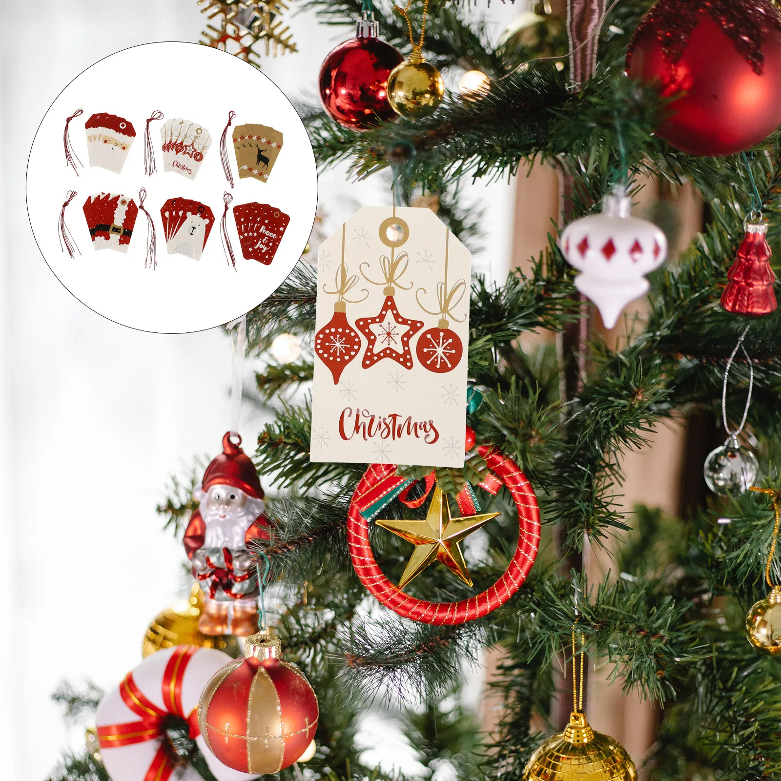 

24 Pcs Christmas Tree Decoration Hanging Card Decorative Tag Ornaments Holiday Tags Xmas Decorations