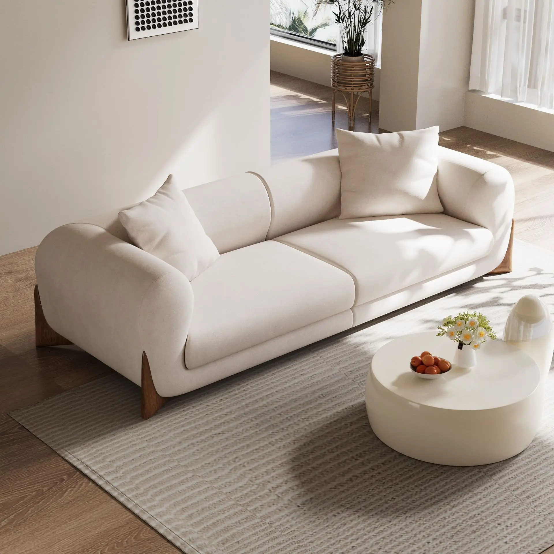 

HANYEE Nordic style small house fabric love seat combination