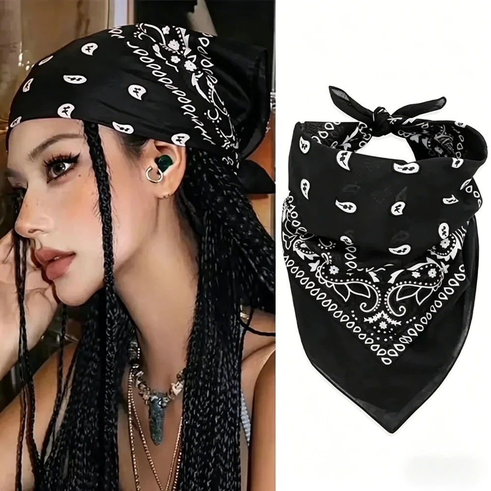 Unisex Retro Hip Hop Wine Red Square Hair Scarf Bandanna Headwear Neck Wrist Wrap Fashion Accessories