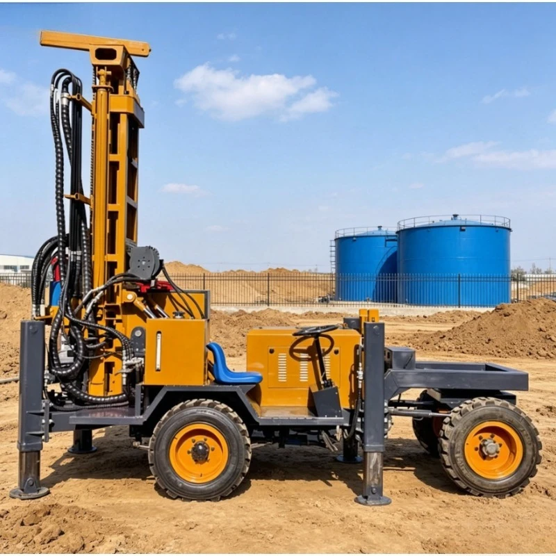 Customized Wheel-Mounted Rotary Water Well Drilling Rig Diesel-Powered 220V Max. 500m Depth for Domestic/Industrial Use