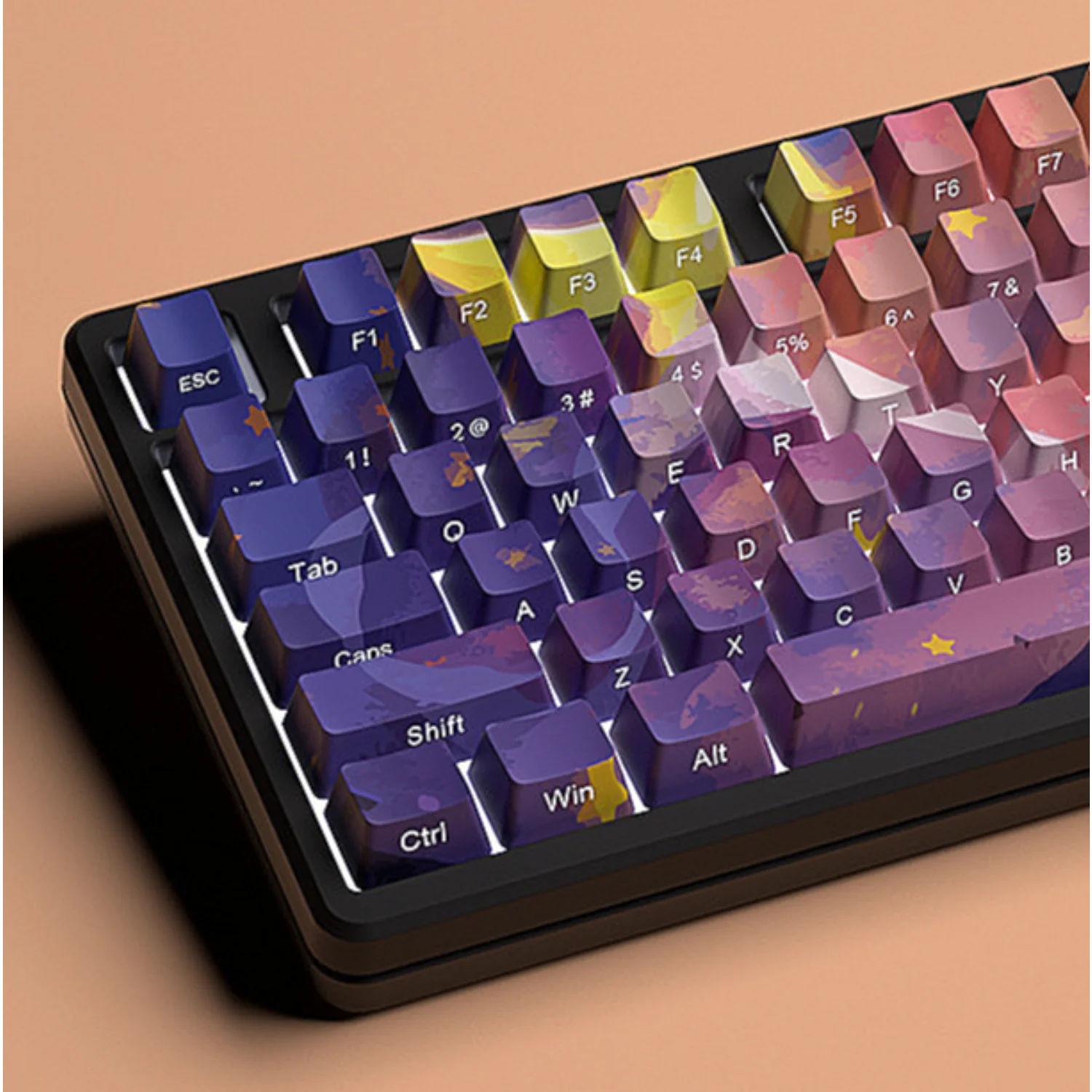 

Polaris-Cherry PBT Keycaps, Translucent Side Engraved, Gradient Color, Personalised for MX Switch Mechanical Keyboards