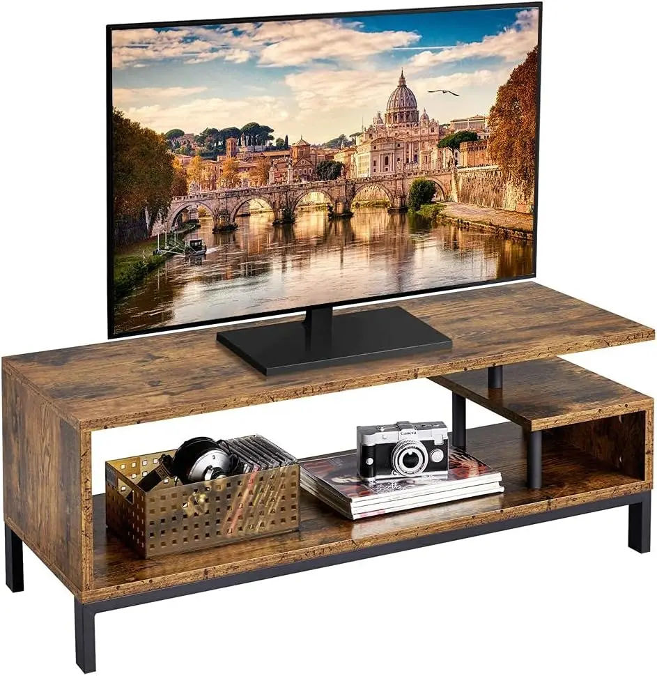 

Industrial TV Stand for TVs up to 50 inch, Media Console Table with Storage Shelves for Living Room, Home Entertainmen