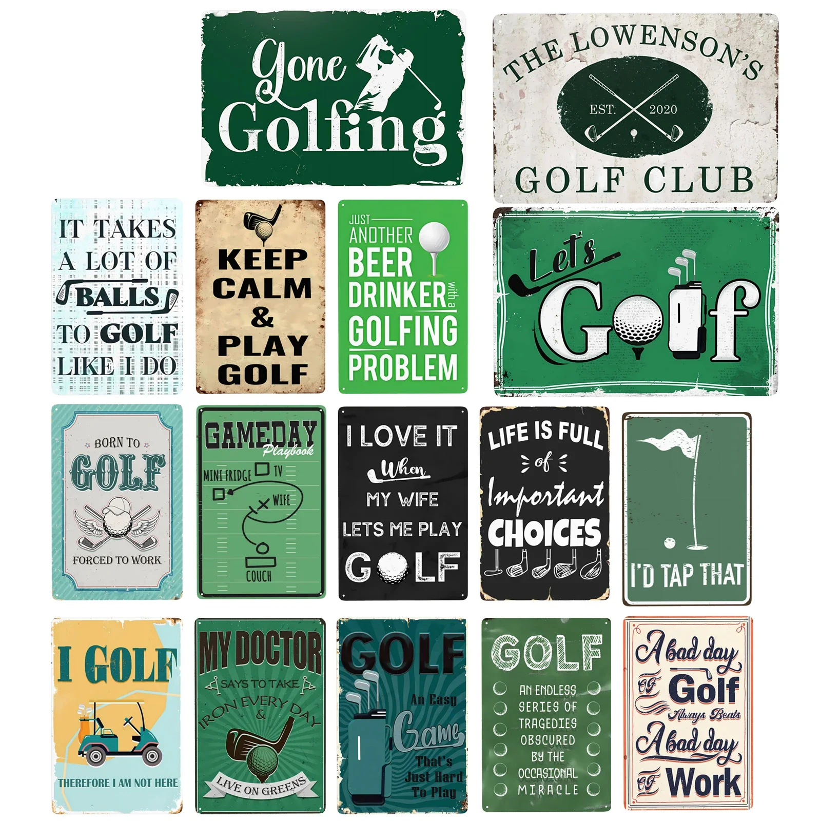 Vintage Golf Tin Signs Retro Sports Metal Sign Golf for Man Cave Life is Full of Important Choices Wall Decor for Bedroom Bar