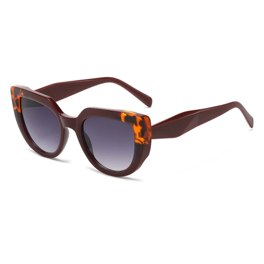 

Retro Fashion Leopard Print Gradient Cat Eye Women Sunglasses Color Block Mirror Frame Men Casual Travel Shades Eyewear UV400